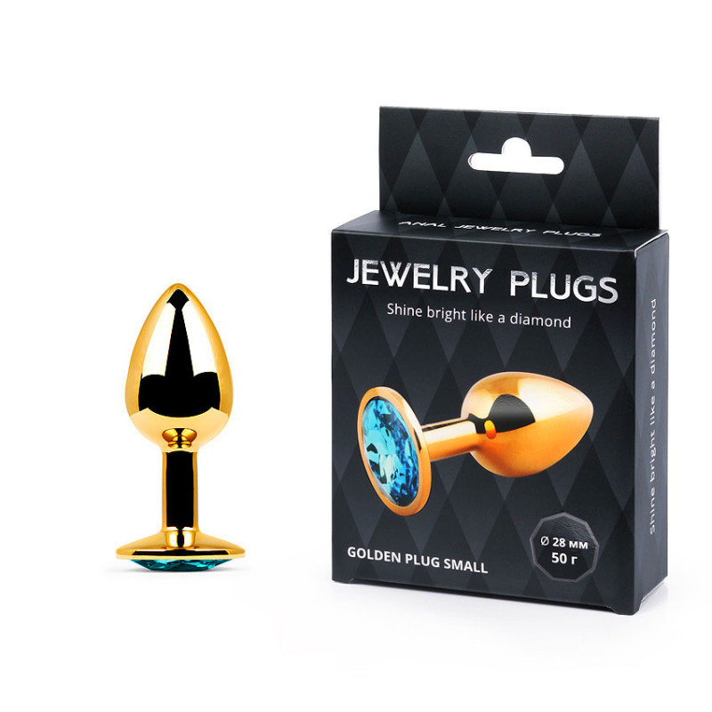 Анальная маленькая пробка "Jewelry Gold Plug" бирюзовая GS-05