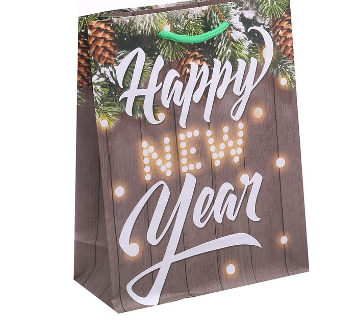 Пакет ламинированный вертикальный Happy New Year, 23 × 27 × 8 см