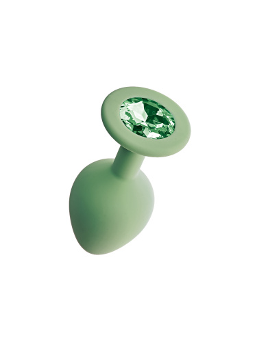 Анальная пробка с зеленым кристаллом Gamma, цвет салатовый